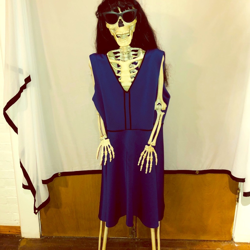 Blue & Black Midi Dress